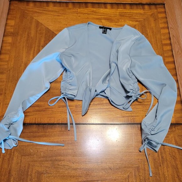 Forever 21 Sage Green Satin Tie Front Bolero - Picture 1 of 12